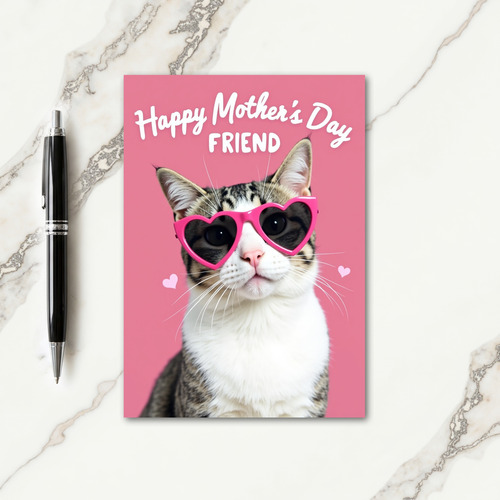 Heart Glasses Cat Day Card