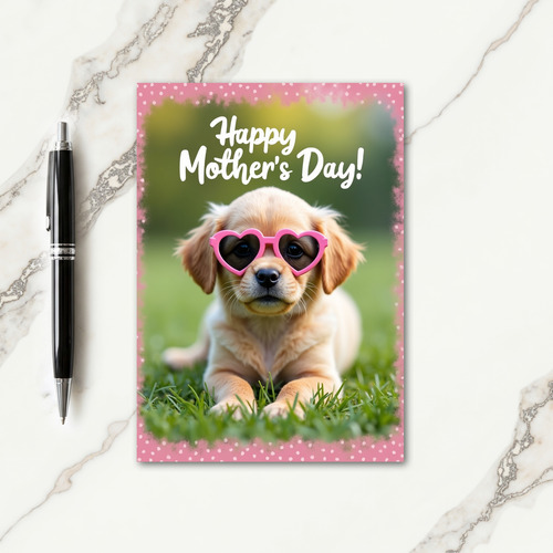 Heart Glasses Dog Moms Day Card
