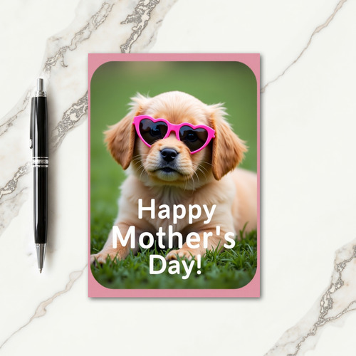 Heart Glasses Puppy Mother Card