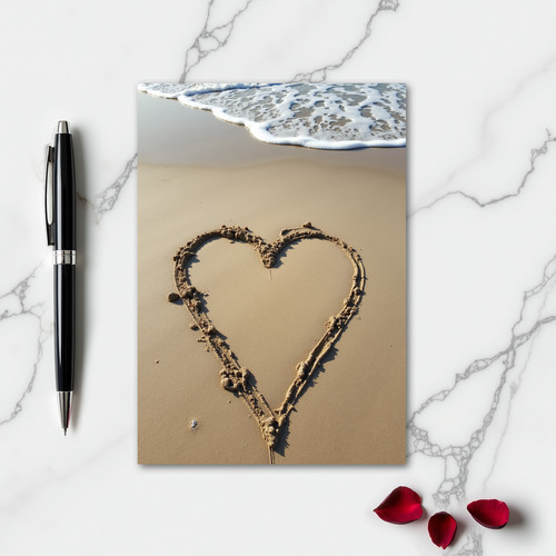 Heart In Sand Beach Scene Card