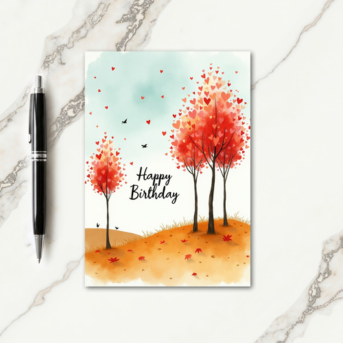 Heart Leaves Artistry Birthday Card