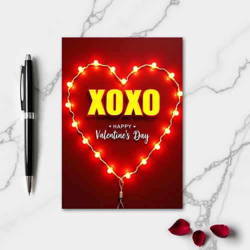 Heart Lights Xoxo Valentine Card