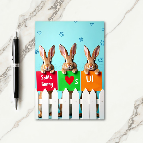 Heart Pattern Bunny Love Card