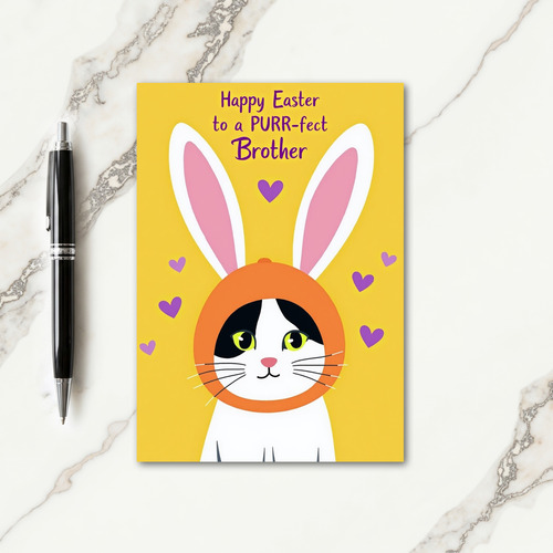 Heart Pattern Cat Holiday Card