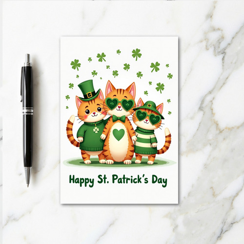 Heart Pattern Cats Card