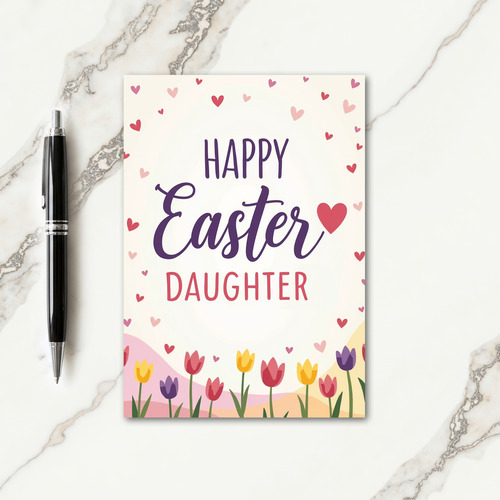 Heart Pattern Easter Daughter Card