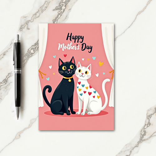 Heart Pattern Felines Card