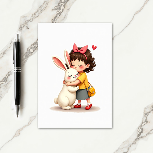 Heart Pattern Girl Rabbit Card