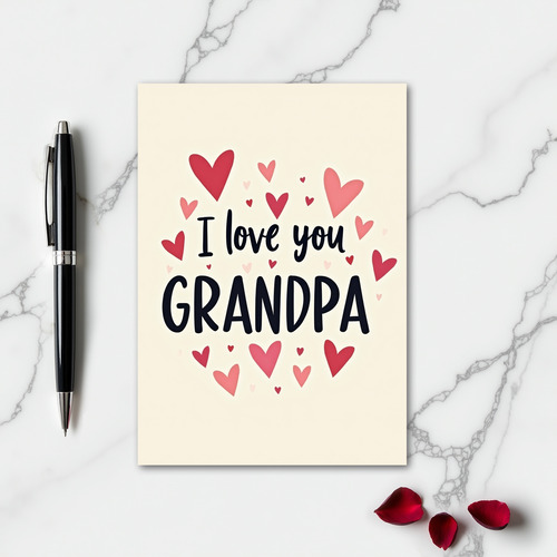 Heart Pattern Grandpa Card