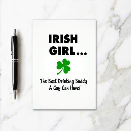 Heart Pattern Irish Girl Card