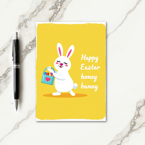 Heart Pattern Rabbit Spring Card