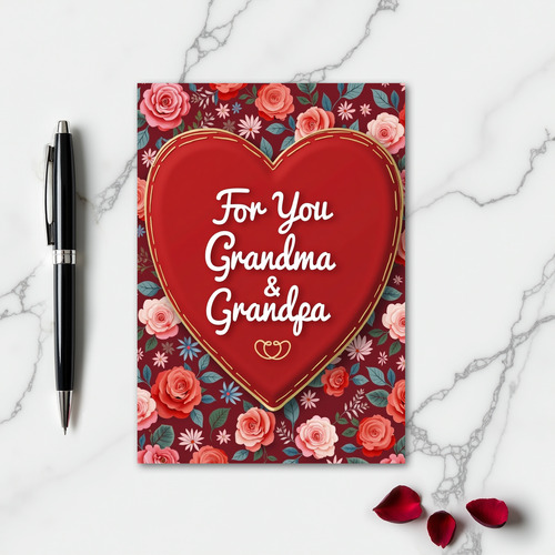 Heart Roses Grandma Grandpa Card