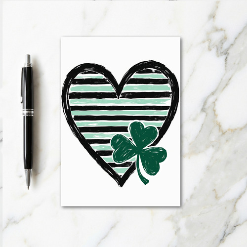 Heart Shamrock Brushstroke Art Card