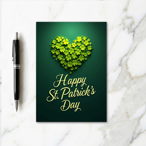 Heart Shamrock Pattern Holiday Card