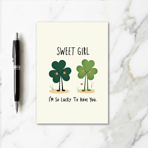 Heart Shamrock Sweet Girl Card