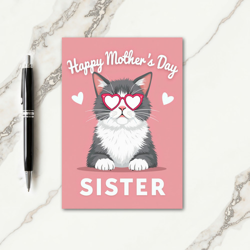 Heart Specs Cat Mothers Day Card