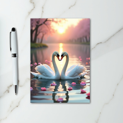 Heart Swans Golden Hour Love Card