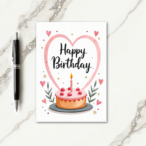 Heartfelt Birthday Cake Card