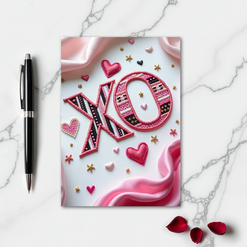 Heartfelt Embroidered Xo Card