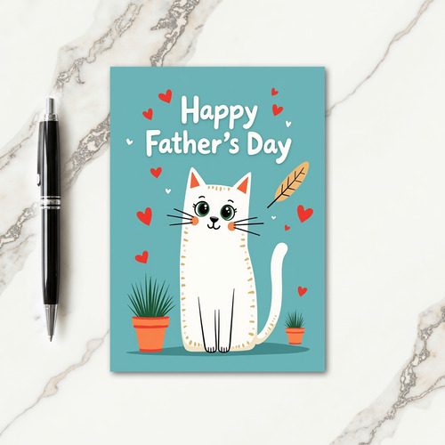 Heartfelt Fathers Day Cat Card