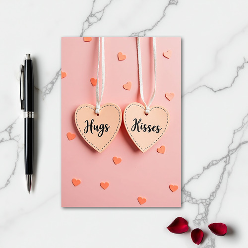 Heartfelt Hugs Kisses Peach Card