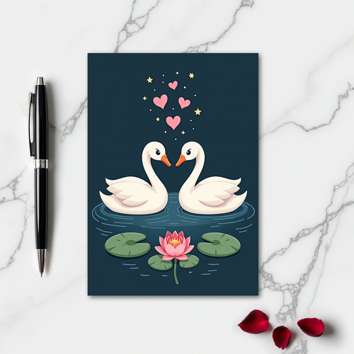Heartfelt Minimalist Swans Card