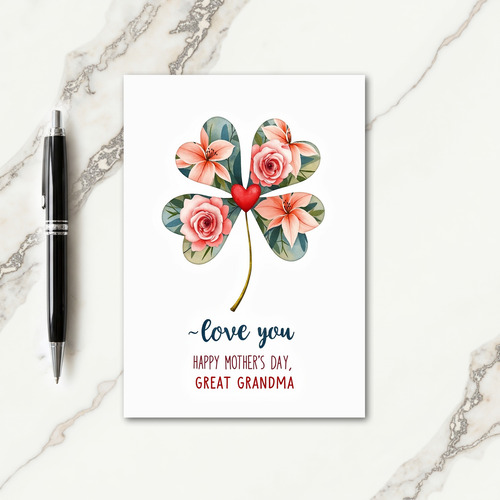 Heartfelt Mothers Day Clover Card