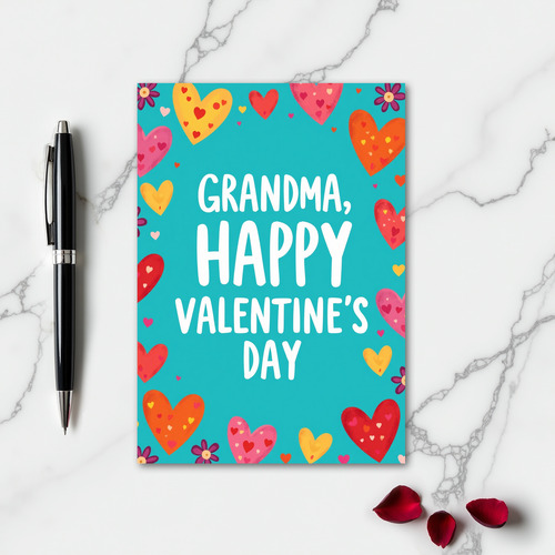 Heartfelt Painted Hearts Grandma Card