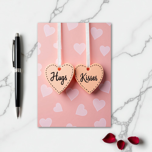Heartfelt Peach Kisses Hugs Card