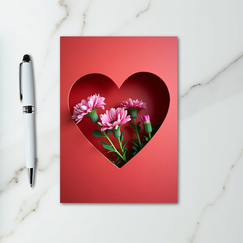 Heartfelt Pink Flowers Love Card