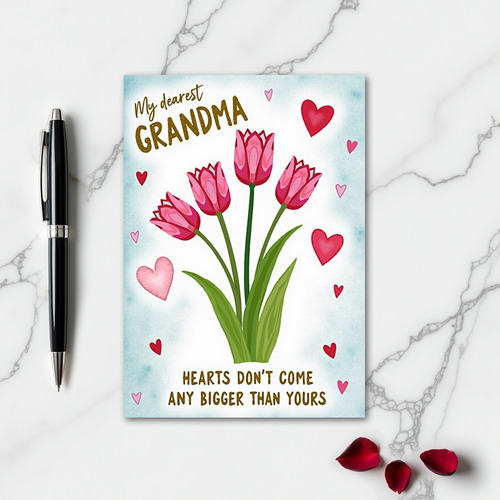 Heartfelt Pink Tulip Grandma Card