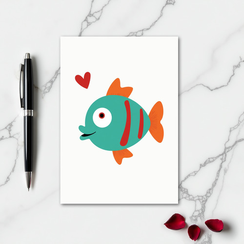 Heartfelt Teal Fish Art Card