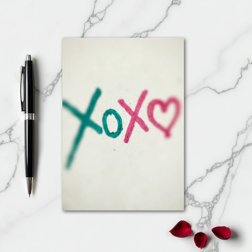 Heartfelt Xoxo Teal Pink Card