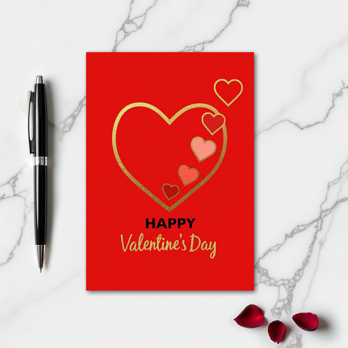 Hearts And Gold Valentines Day Card