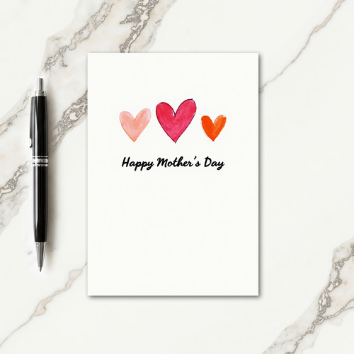 Hearts Mothers Day Watercolor Card