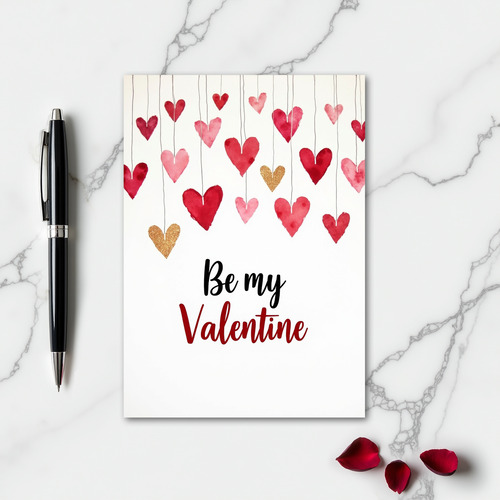 Hearts Of Gold Valentine Card