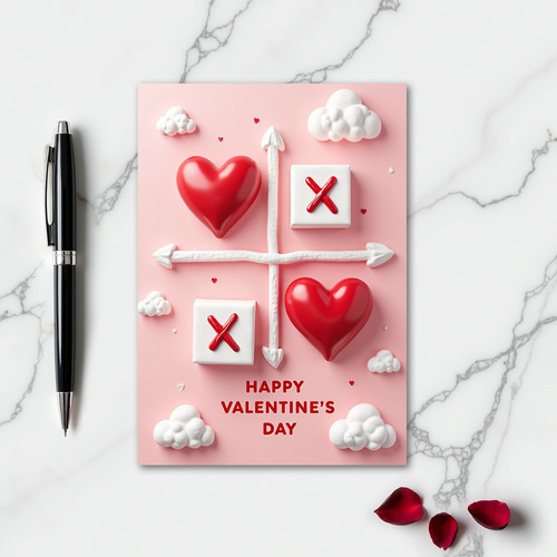 Hearts Tic Tac Toe Valentines Card