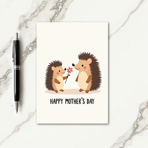 Hedgehog Blossom Mothers Day Card
