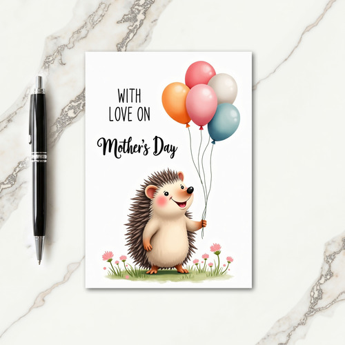 Hedgehog Floral Mothers Day Card