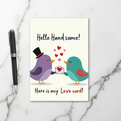 Hello Handsome Love Birds Card