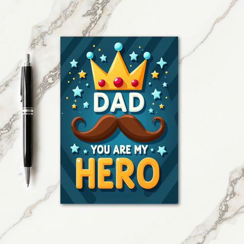 Hero Dad Teal Star Fathers Day Card