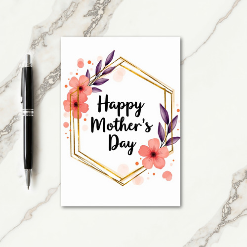 Hexagon Floral Frame Card