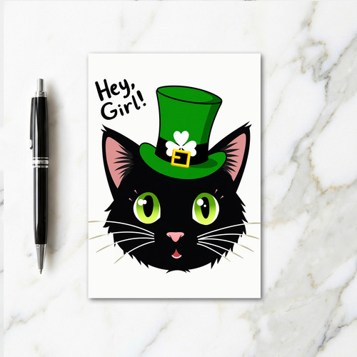 Hey Girl Cat St Patricks Day Card