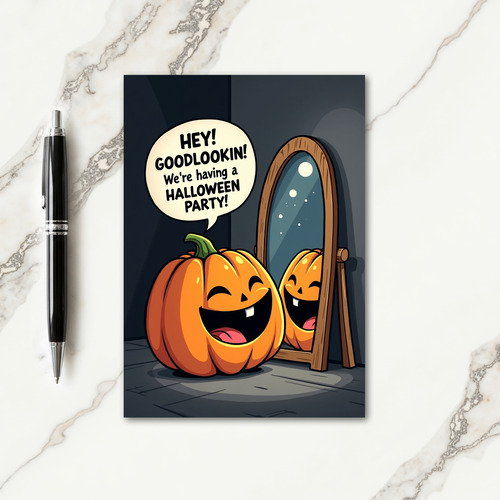 Hey Goodlookin Halloween Party Card