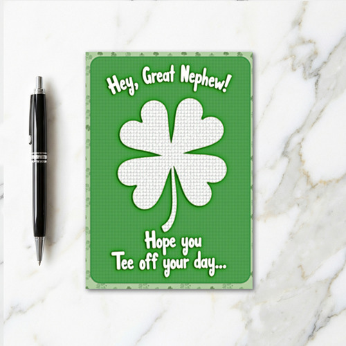 Hey Great Nephew Shamrock Card