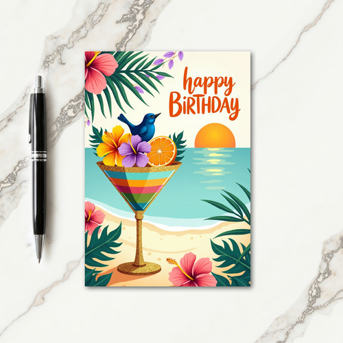 Hibiscus Floral Birthday Card