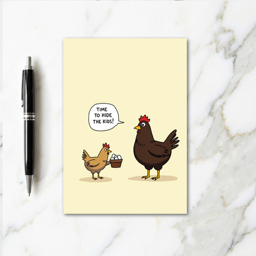 Hide The Eggs Funny Bird Card