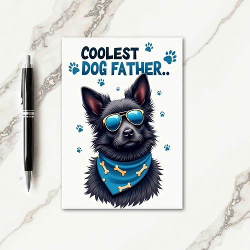 Hip Dog Fathers Day Illustration Card