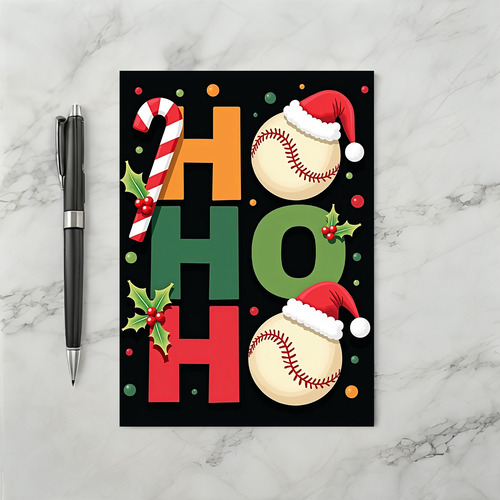 Ho Ho Ho Baseball Christmas Card