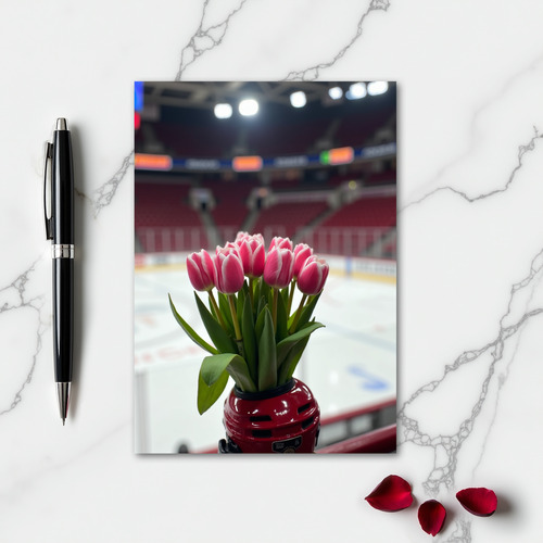 Hockey Helmet Tulip Bloom Card